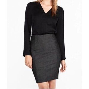 Vince Skirt 4 Mini Denim Stretch Charcoal Gray Luxury Office Work Professional